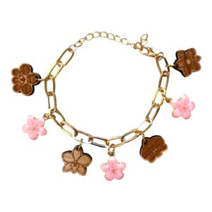 Bracelet doré breloques bois & acier