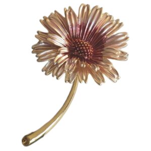 Broche fleur doré rouge